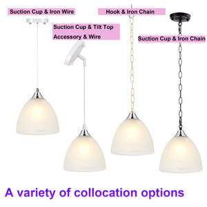 Customized Battery Powered Adjusted Cord White Glass Shade Pendant Modern Design For Home Store