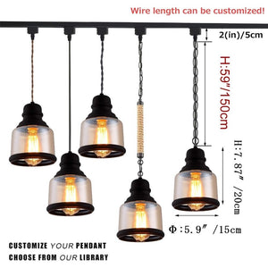 Dimmable Pendant Light Amber Industrial Vintage Stytle Customizable Track Light