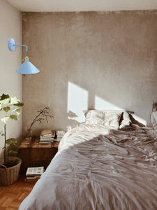 Rechargeable Smart LED Bulbs With Remote Cordless Blue Or Grey Metal Shade Modern Design Wall Sconces