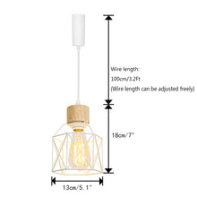 Load image into Gallery viewer, White Cage Metal Shade E26 Wood Base Retro Track Light 3.2 Ft Adjusted Height Freely