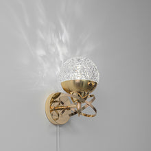 Load image into Gallery viewer, Yequandec Touch Switch Hook Type Dimmable USB Cable Wall Sconce Flow Rotating Light Luxury Design Brass Crystal Lampshade
