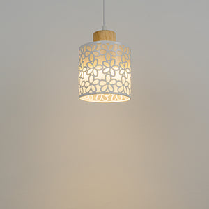 Dimmable Remote Control Wide Range Lighting Wood White Petal Pattern Shade Retro Track Light