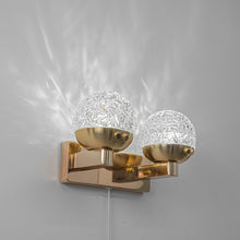 Load image into Gallery viewer, Yequandec Touch Switch Hook Type Dimmable USB Cable Double Wall Sconce Flow Rotating Light Modern Design Brass Crystal Lampshade