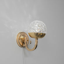Load image into Gallery viewer, Yequandec USB Cable Touch Switch Hook Type Dimmable Wall Sconce Flow Rotating Light Luxury Design Brass Crystal Lampshade