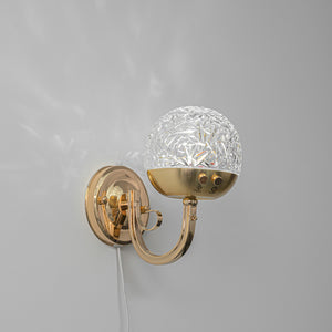 Yequandec USB Cable Touch Switch Hook Type Dimmable Wall Sconce Flow Rotating Light Luxury Design Brass Crystal Lampshade