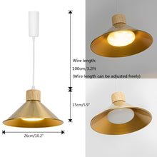 Load image into Gallery viewer, Dimmable Remote Control Wide Range Lighting Wood Gold Metal Shade Vintage Track Light