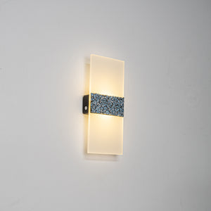 Blue Glitter Diamond Glass Battery Touch 5W LED Simple Luxury Wall Lamp For Bedsides Home Office