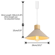 Load image into Gallery viewer, E26 Wood Base Khaki Metal Cone Shade Retro Track Light 3.2 Ft Adjusted Height Freely