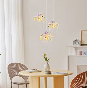 Adjusted Corded Track Light E26 Base White Hollow Shade With 3D Simulated Butterflies Modern Design