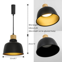Load image into Gallery viewer, Dimmable Remote Control Wide Range Lighting Wood And Black Metal Shade Vintage Track Light