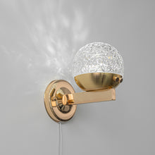 Load image into Gallery viewer, Yequandec USB Cable Touch Switch Hook Type Dimmable Wall Sconce Flow Rotating Light Modern Design Brass Crystal Lampshade