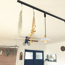 Load image into Gallery viewer, Track Pendant Lights Freely Adjustable Cord White Metal Shade Brass Finish Base Loft Kitchen Sink Lamp