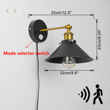 Load image into Gallery viewer, Motion Sensor Light Adjustable Angle Corded Vintage Design Wall Light for Entrance Bedsides