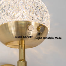 Load image into Gallery viewer, Yequandec 5W Touch Switch Hook Type Dimmable Wall Sconce Flow Rotating Light Modern Design Brass Crystal Lampshade