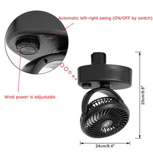 3 Pcs Track Mounted Adjustable Wind Speed Pink/Black Fan Adjustable Angle Simple Design For Plants