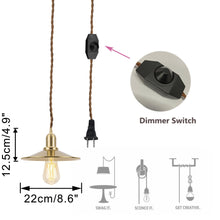 Load image into Gallery viewer, Hanging Light Plug In Dimmable Corded Brass Kitchen Lamp Modern Design