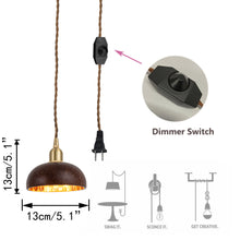 Load image into Gallery viewer, Handmade Coconut Shell Brass Finish E12 Base Plug In Cord Pendant Light