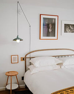 Green Modern Hanging Light Fixture, Plug in Cord and On/Off Dimmer Switch, Iron Umbrella-shaped