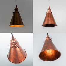 Load image into Gallery viewer, Plug in Hanging Light 7.4 Inch Retro Color Cone Lampshade E26 Base Vintage Pendant Light