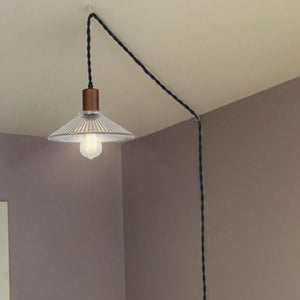 Dimmable Switch Plug in Cable Walnut E26 Base Glass Shade Modern Design Hanging Lamp for Kitchen