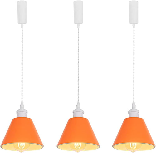 Modern Track Lamp Orange Lampshade White Base Adjusted Cord Track Pendant Light Kitchen Lamp
