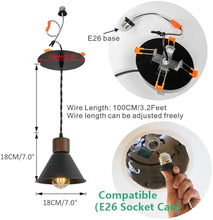Load image into Gallery viewer, Black Metal Walnut Base Recessed Light Conversion Kit for E26 Recessed Mount Cans Pendant Light