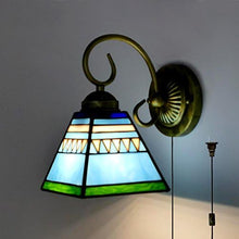 Load image into Gallery viewer, Wall lamp E26 1-Light Plug-in Bulb not Included Wall Sconce Glass Shade 6 Foot Black Cord
