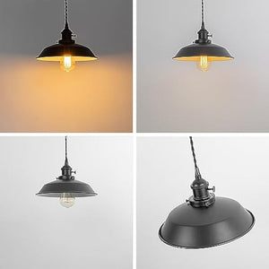 Black Switch E26 Base Metal Shade Wired Pendant Light Plug in 15 Or 19.6 Ft Dimmer Switch Cable