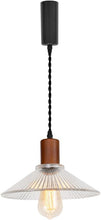 Load image into Gallery viewer, Walnut Base Clear Glass Shade Adjusted Cord Track Mount Modern Pendant Light for Kitchen