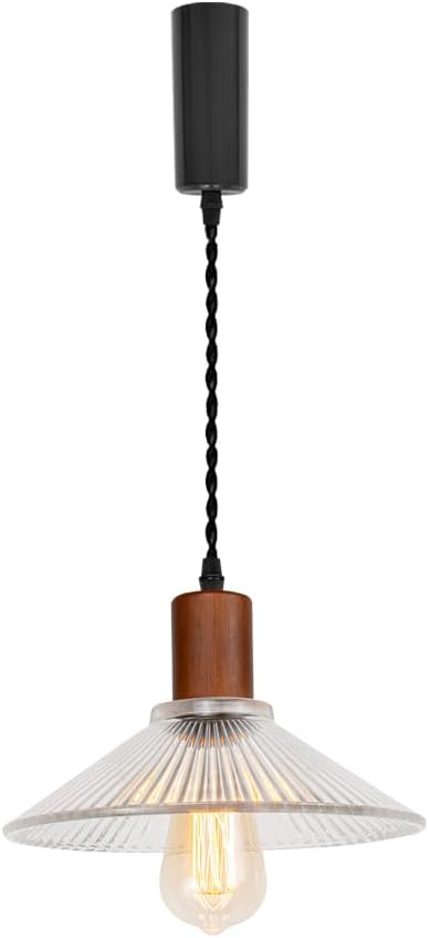 Walnut Base Clear Glass Shade Adjusted Cord Track Mount Modern Pendant Light for Kitchen