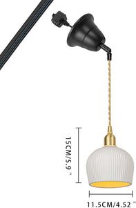 White Ceramics Shade Slope Position Roof Track Light  Adjustable Cord Pendant for Tilt Position