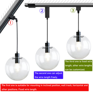 Track Mount Lighting Glass Globe Pendant Kitchen Island Light