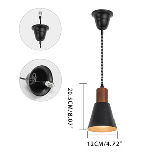 E26 Connection Ceiling Spotlight Remodel Walnut Base Metal Shade Retro Hanging Light Convert Kit