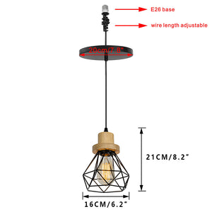 E26 Connection Ceiling Spotlight Remodel Log Base Hollow Shade Retro Hanging Light Convert Kit