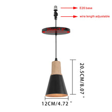 Load image into Gallery viewer, E26 Connection Ceiling Spotlight Remodel Wooden Base Metal Shade Retro Hanging Light Convert Kit