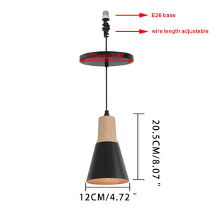 E26 Connection Ceiling Spotlight Remodel Wooden Base Metal Shade Retro Hanging Light Convert Kit