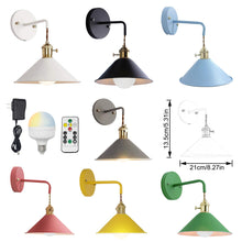 Load image into Gallery viewer, Rechargeable Smart LED Bulbs With Remote Cordless Blue Or Grey Metal Shade Modern Design Wall Sconces