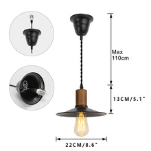 Load image into Gallery viewer, E26 Connection Ceiling Spotlight Remodel Walnut Base Metal Dia 8.6&quot; Shade Retro Hanging Convert Kit