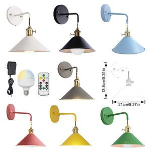 Rechargeable Smart LED Bulbs With Remote Cordless Yellow Or Green Metal Shade Modern Design Wall Sconces
