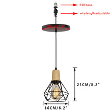 Load image into Gallery viewer, E26 Connection Ceiling Spotlight Remodel Wood Base Hollow Shade Retro Hanging Light Convert Kit