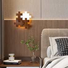 Load image into Gallery viewer, Block Patchwork Wall Sconce Remote Dimmable Minimalist Design For Entryway Walnut Personalized LED Light