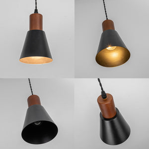 Sloped Position Track Light E26 Walnut Base Metal Shade Adjusted Retro Hanging Lamp Inclined Roof