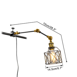 Telescopic Adjustable Arm Horizontal Fittings Hollow Cage Bracket Metal Lighting 9.8Feet Cable