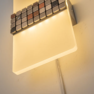 White Acrylic with Colorful Mosaic Stone Handmade Corded Wall Sconce Modern Design For Bedside Store Office
