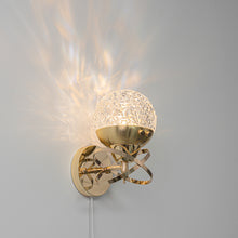 Load image into Gallery viewer, Yequandec Touch Switch Hook Type Dimmable USB Cable Wall Sconce Flow Rotating Light Luxury Design Brass Crystal Lampshade
