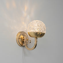 Load image into Gallery viewer, Yequandec USB Cable Touch Switch Hook Type Dimmable Wall Sconce Flow Rotating Light Luxury Design Brass Crystal Lampshade