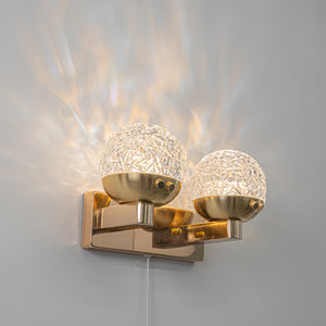Yequandec Touch Switch Hook Type Dimmable USB Cable Double Wall Sconce Flow Rotating Light Modern Design Brass Crystal Lampshade