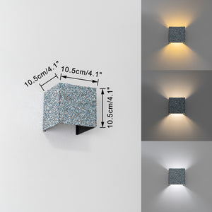 Blue & Silver Glass Diamond Square Remote Control Battery Lamp No Wire Required