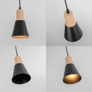 Sloped Position Track Light E26 Wooden Base Metal Shade Adjusted Retro Hanging Lamp Inclined Roof