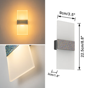 Glitter Diamond Glass Battery Touch 5W LED Simple Luxury Wall Lamp For Bedsides Home Office